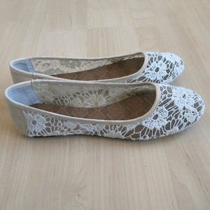 Lucky Brand White Lace Flats
